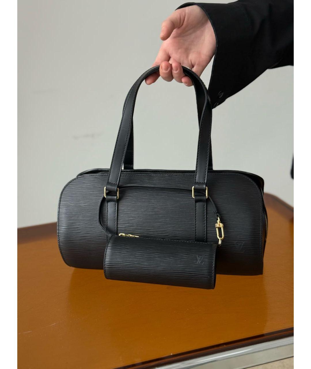 LOUIS VUITTON Черная кожаная сумка через плечо, фото 9