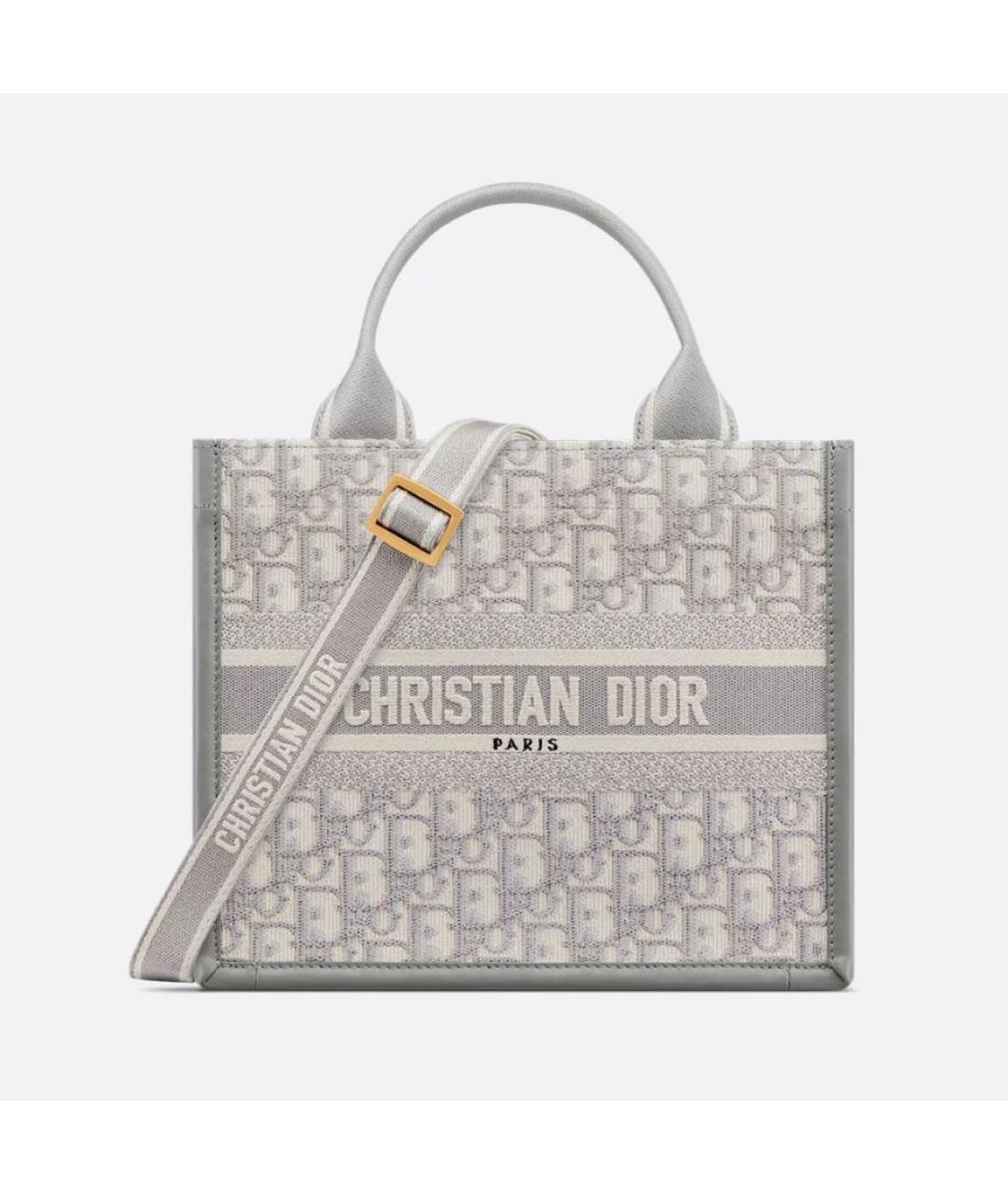 CHRISTIAN DIOR Серая жаккардовая сумка тоут, фото 7