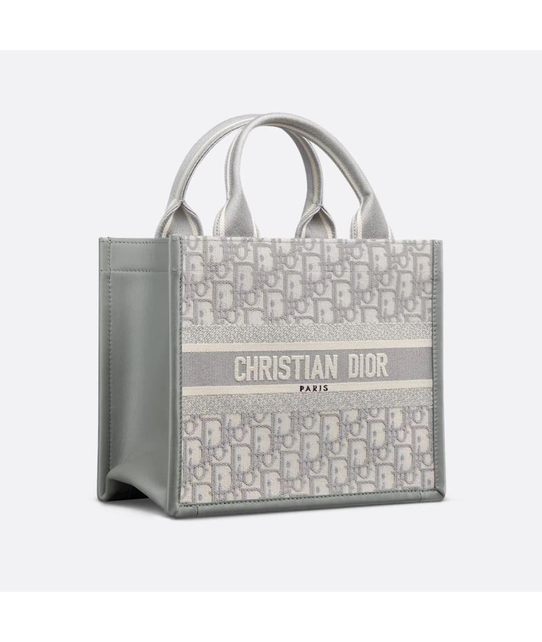 CHRISTIAN DIOR Серая жаккардовая сумка тоут, фото 3