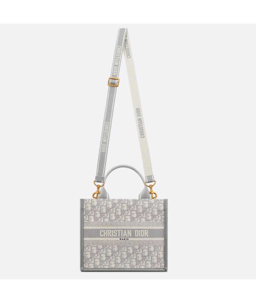 CHRISTIAN DIOR Серая жаккардовая сумка тоут, фото 5