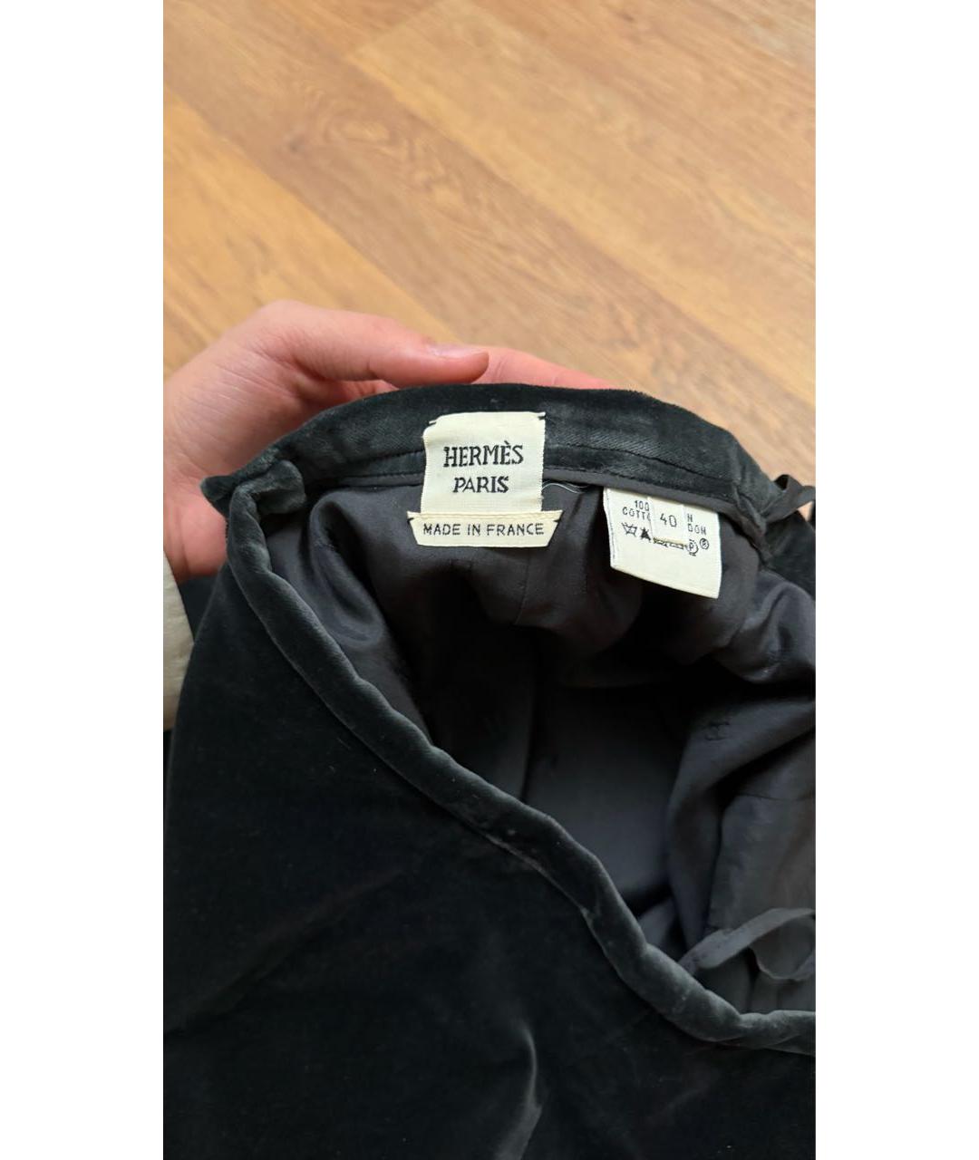 HERMES Антрацитовая бархатная юбка миди, фото 5