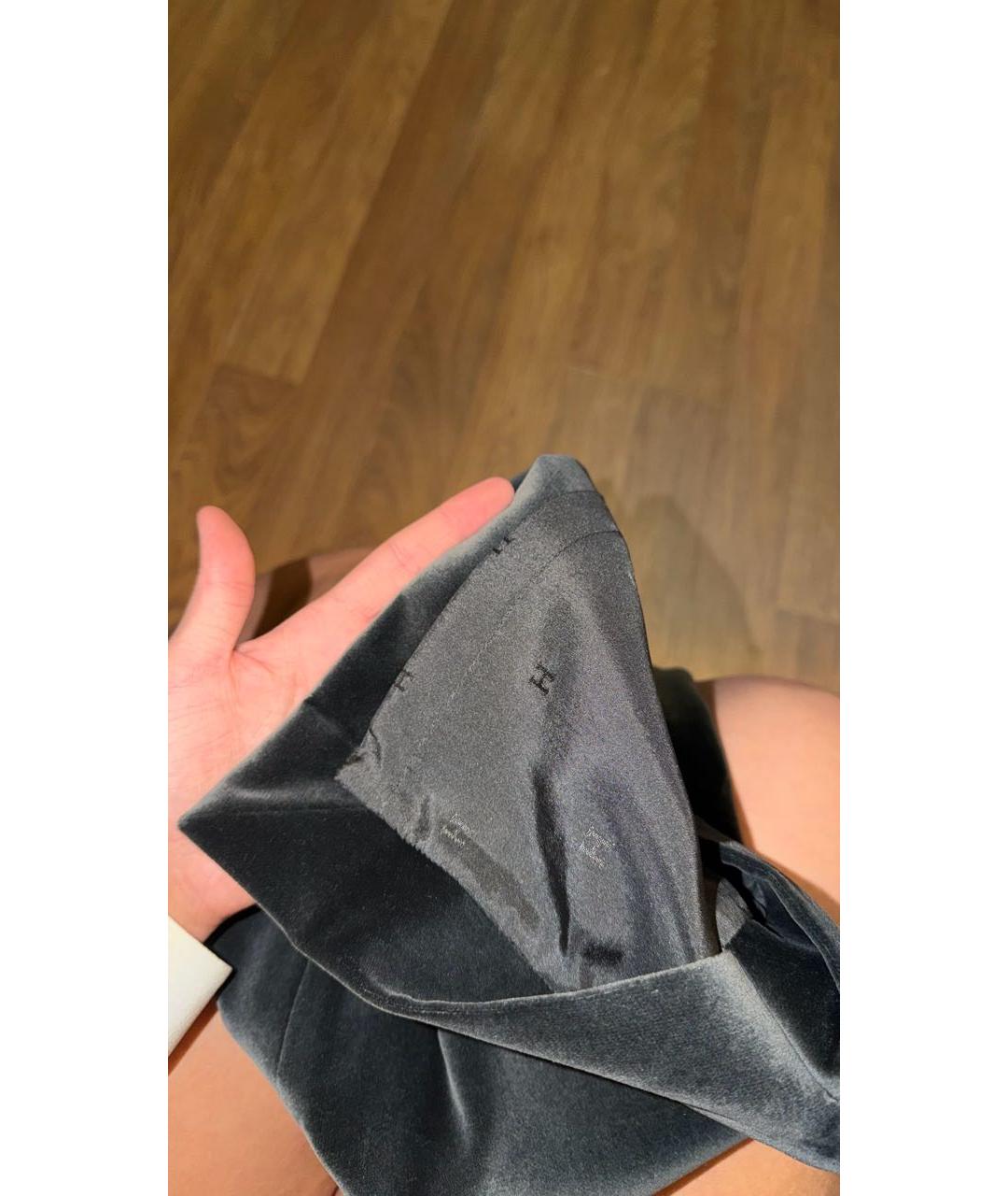 HERMES Антрацитовая бархатная юбка миди, фото 6