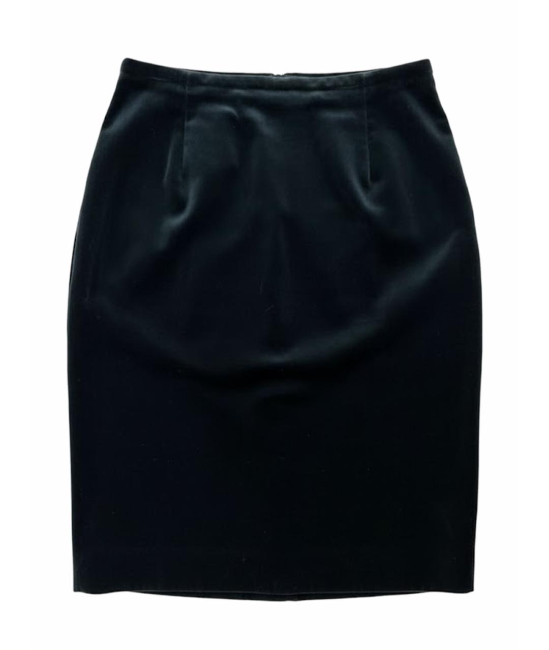 HERMES Антрацитовая бархатная юбка миди, фото 1