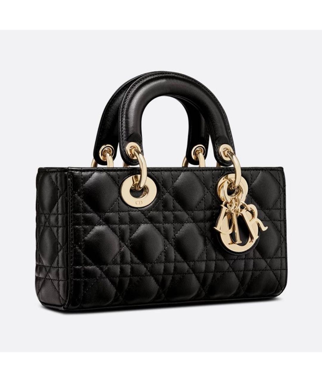 CHRISTIAN DIOR Черная кожаная сумка с короткими ручками, фото 3