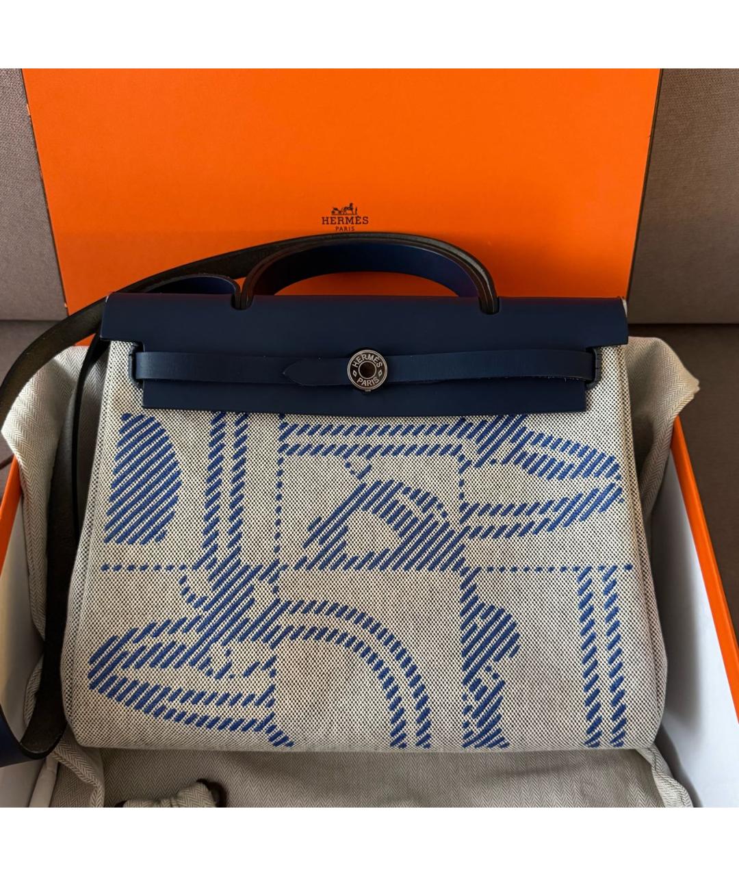 HERMES Синяя тканевая сумка через плечо, фото 2