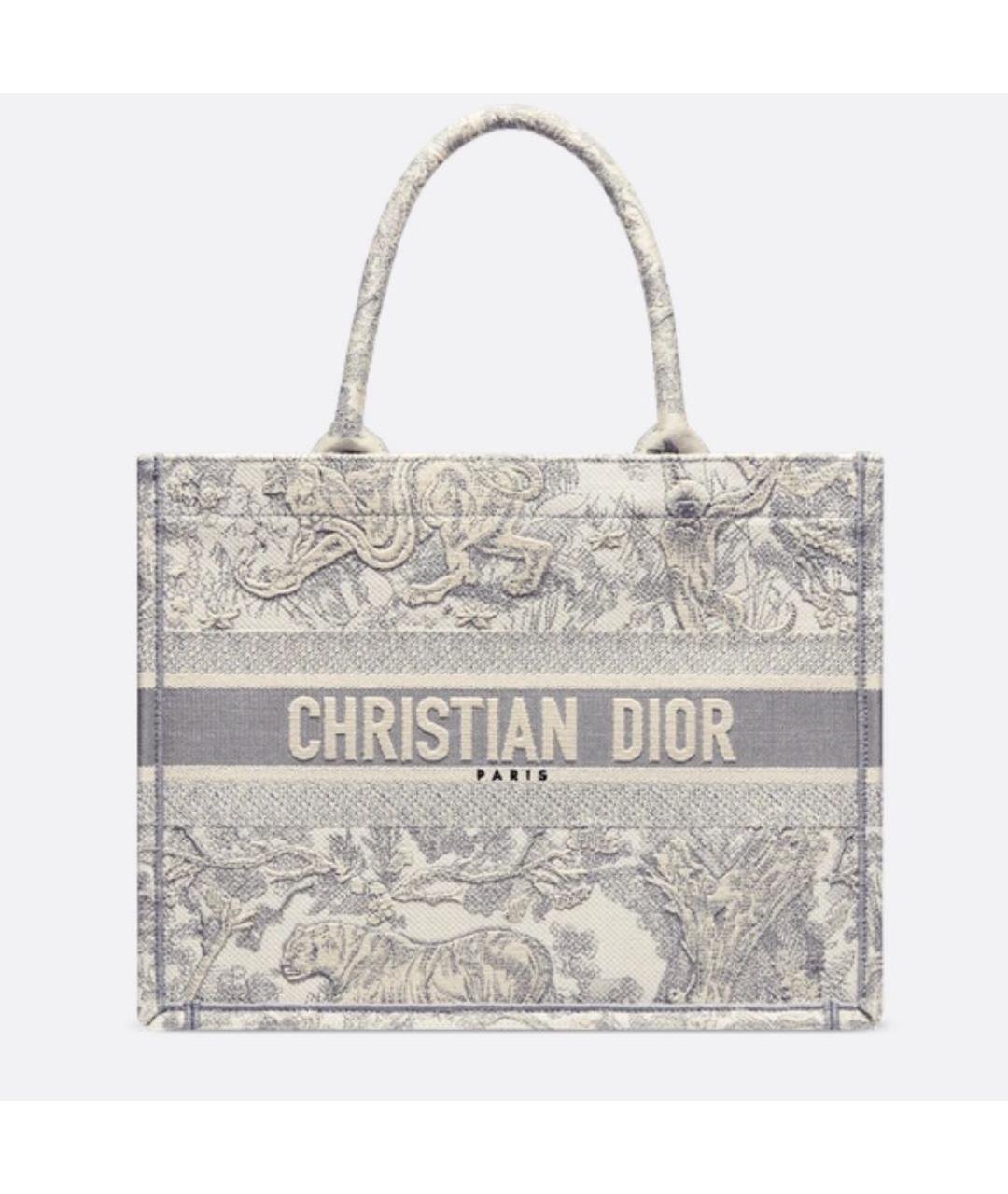 CHRISTIAN DIOR Серая жаккардовая сумка тоут, фото 6