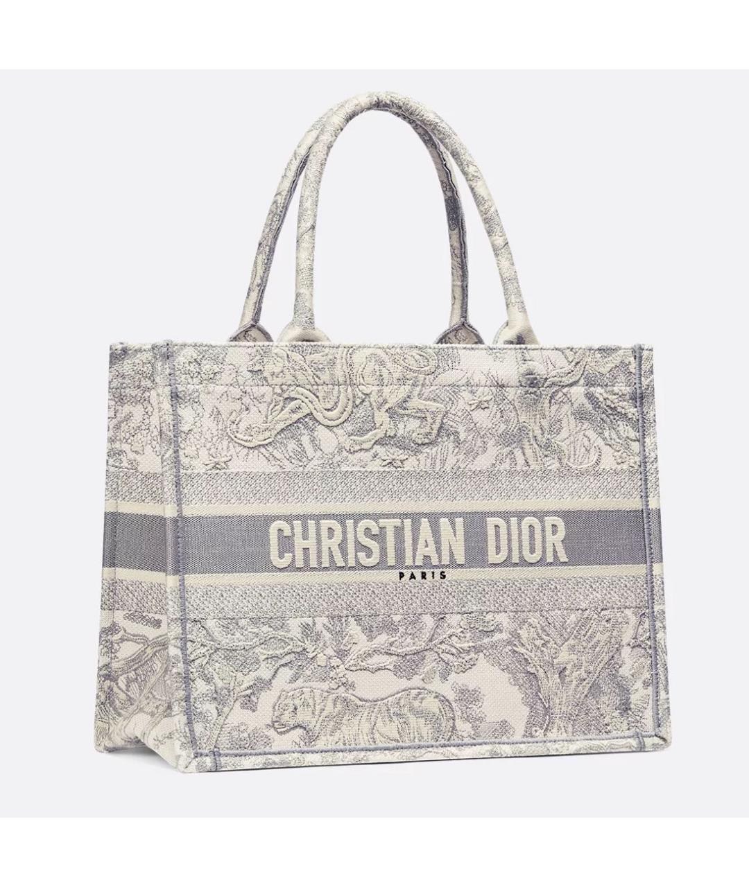 CHRISTIAN DIOR Серая жаккардовая сумка тоут, фото 3