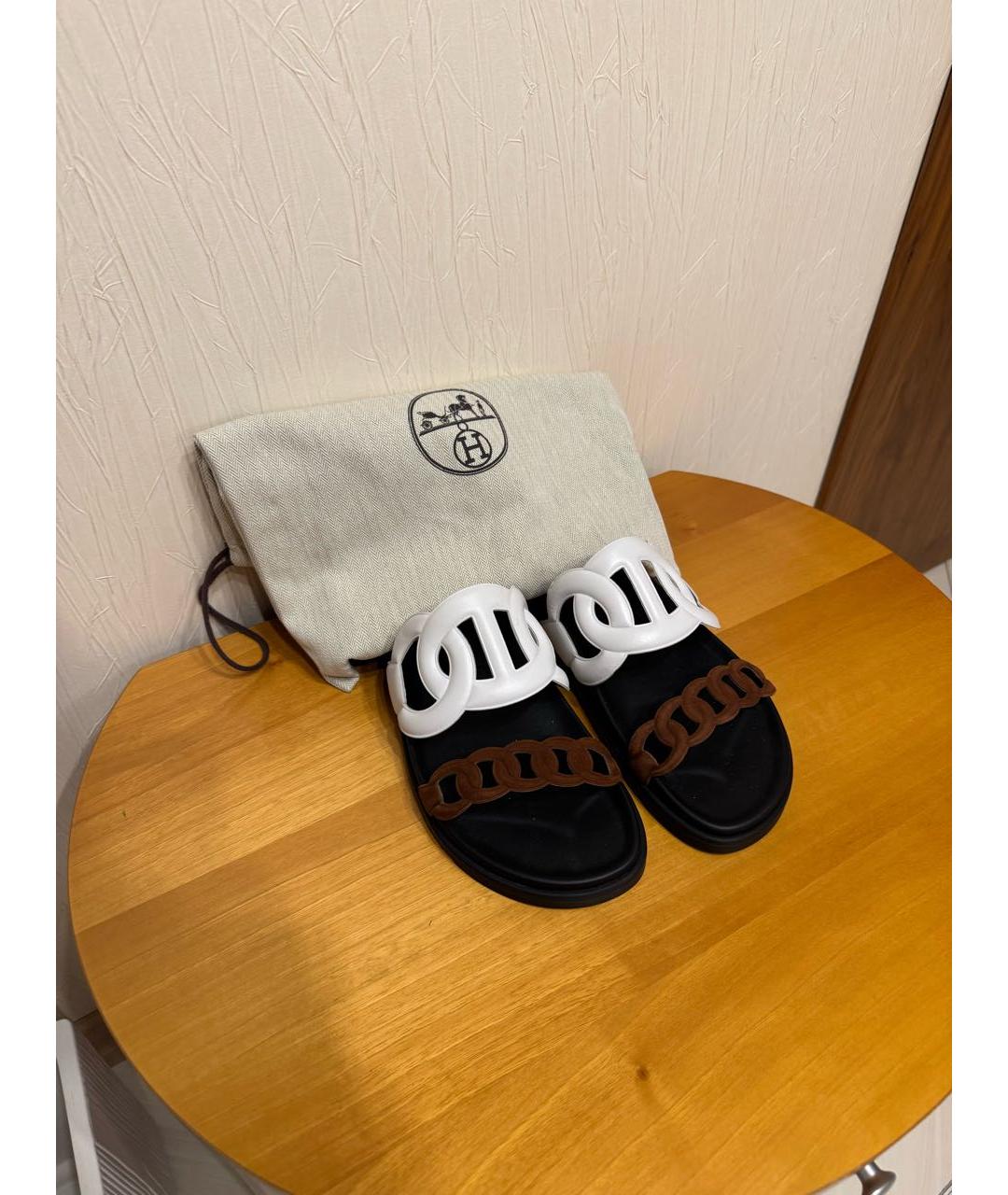 HERMES Мульти кожаные шлепанцы, фото 4