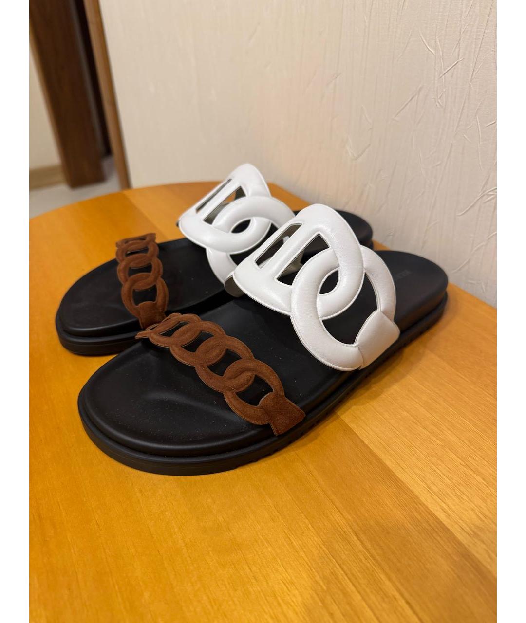 HERMES Мульти кожаные шлепанцы, фото 3