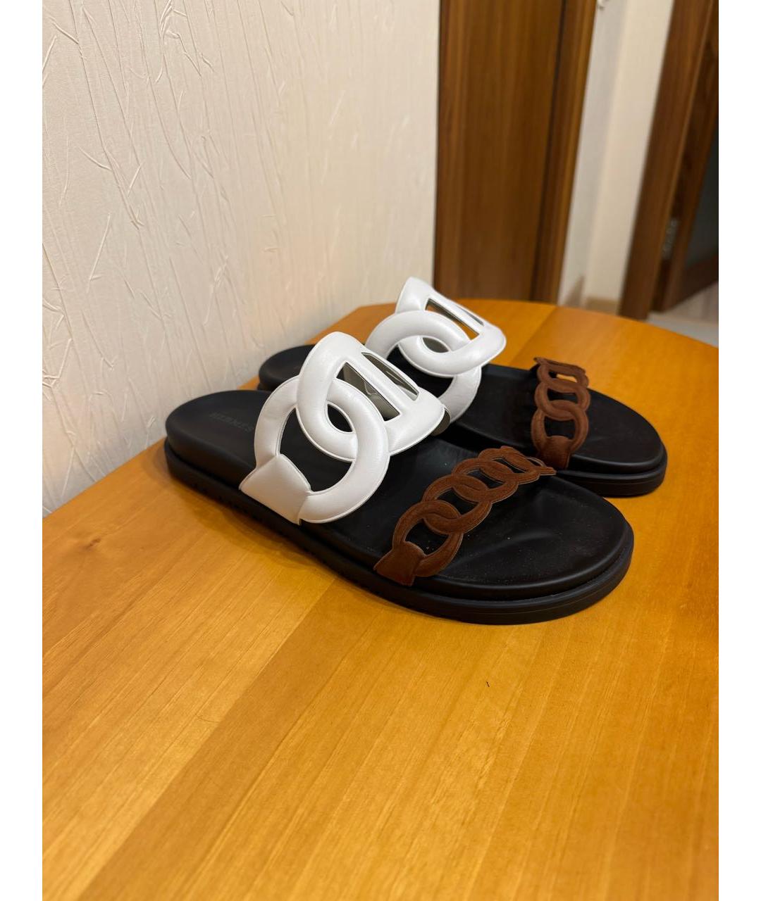 HERMES Мульти кожаные шлепанцы, фото 5