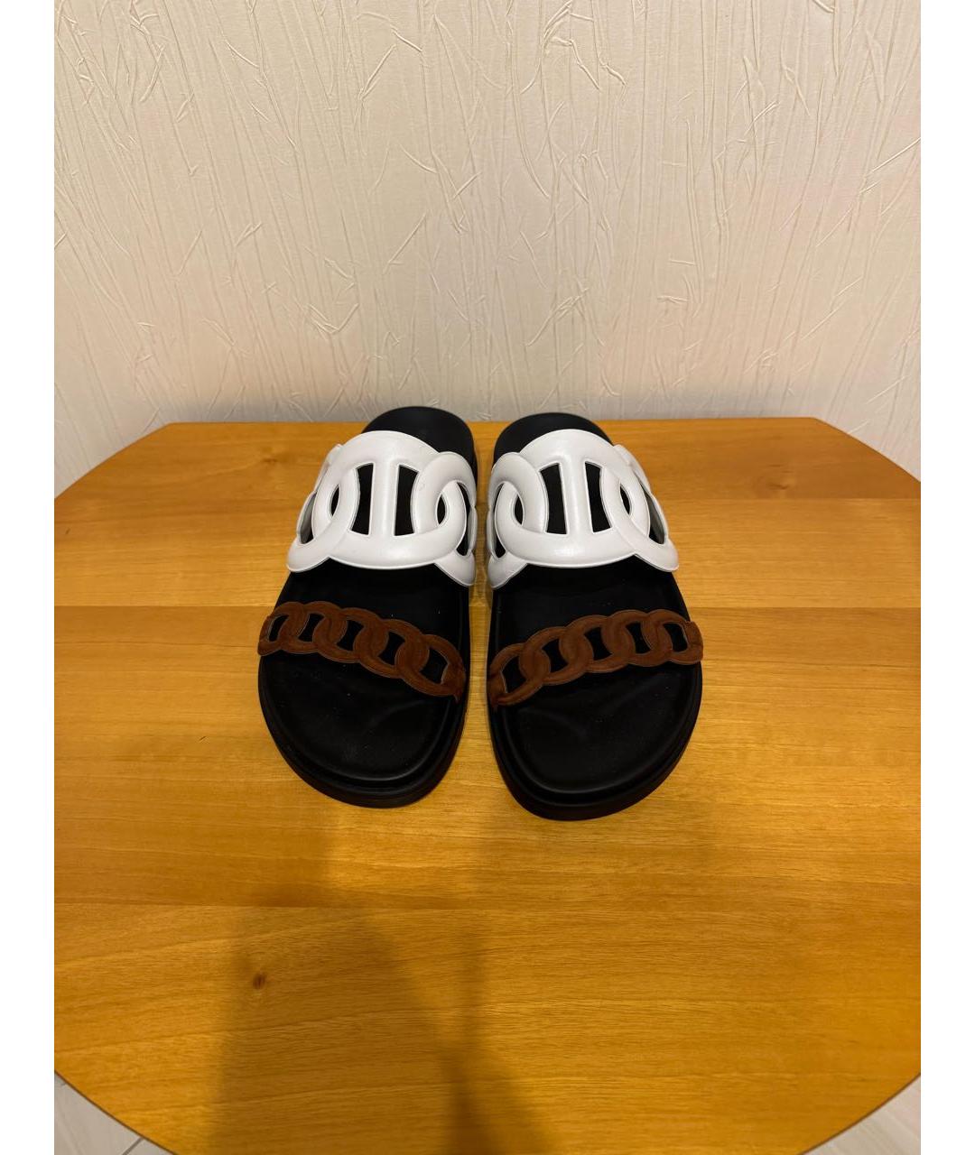 HERMES Мульти кожаные шлепанцы, фото 2