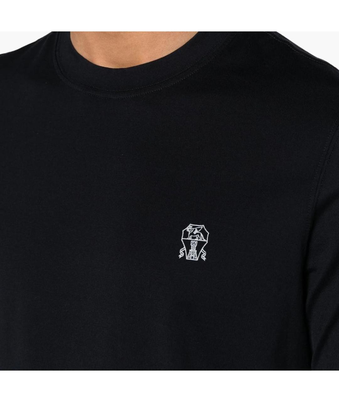 BRUNELLO CUCINELLI Черная хлопковая футболка, фото 4