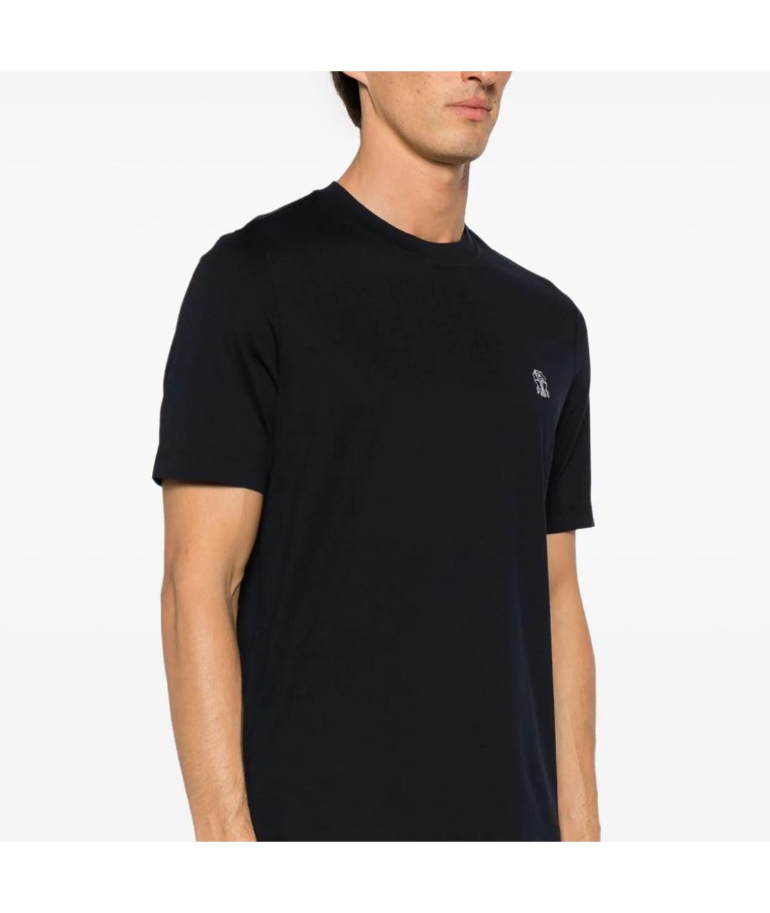 BRUNELLO CUCINELLI Черная хлопковая футболка, фото 2