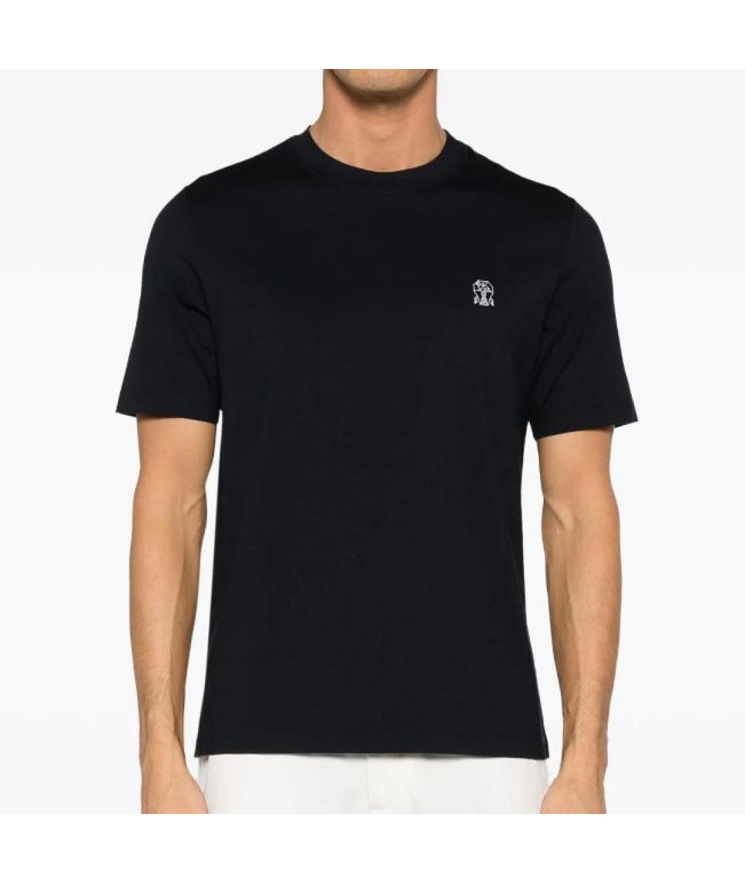 BRUNELLO CUCINELLI Черная хлопковая футболка, фото 3