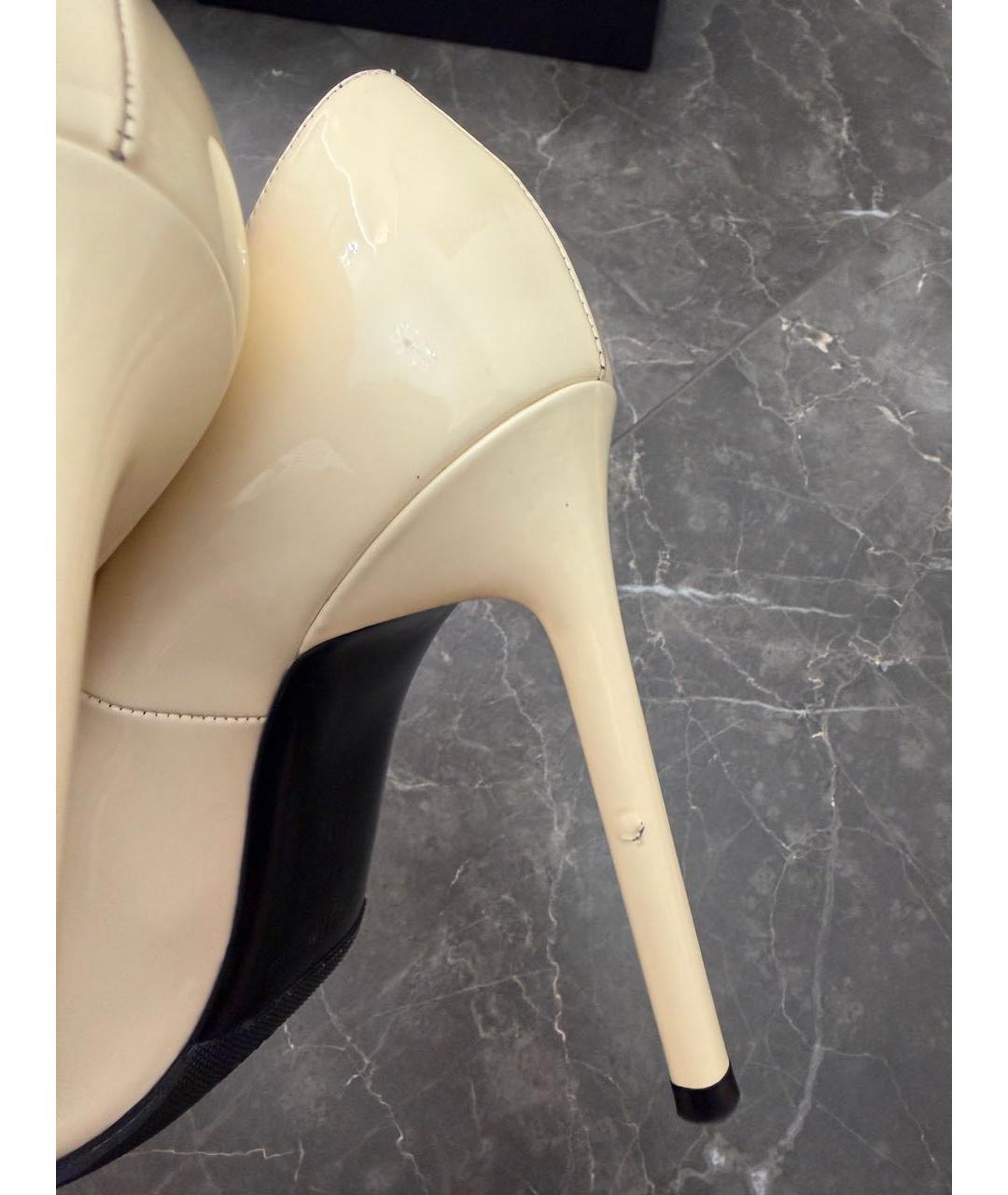 SAINT LAURENT Бежевые туфли из лакированной кожи, фото 6