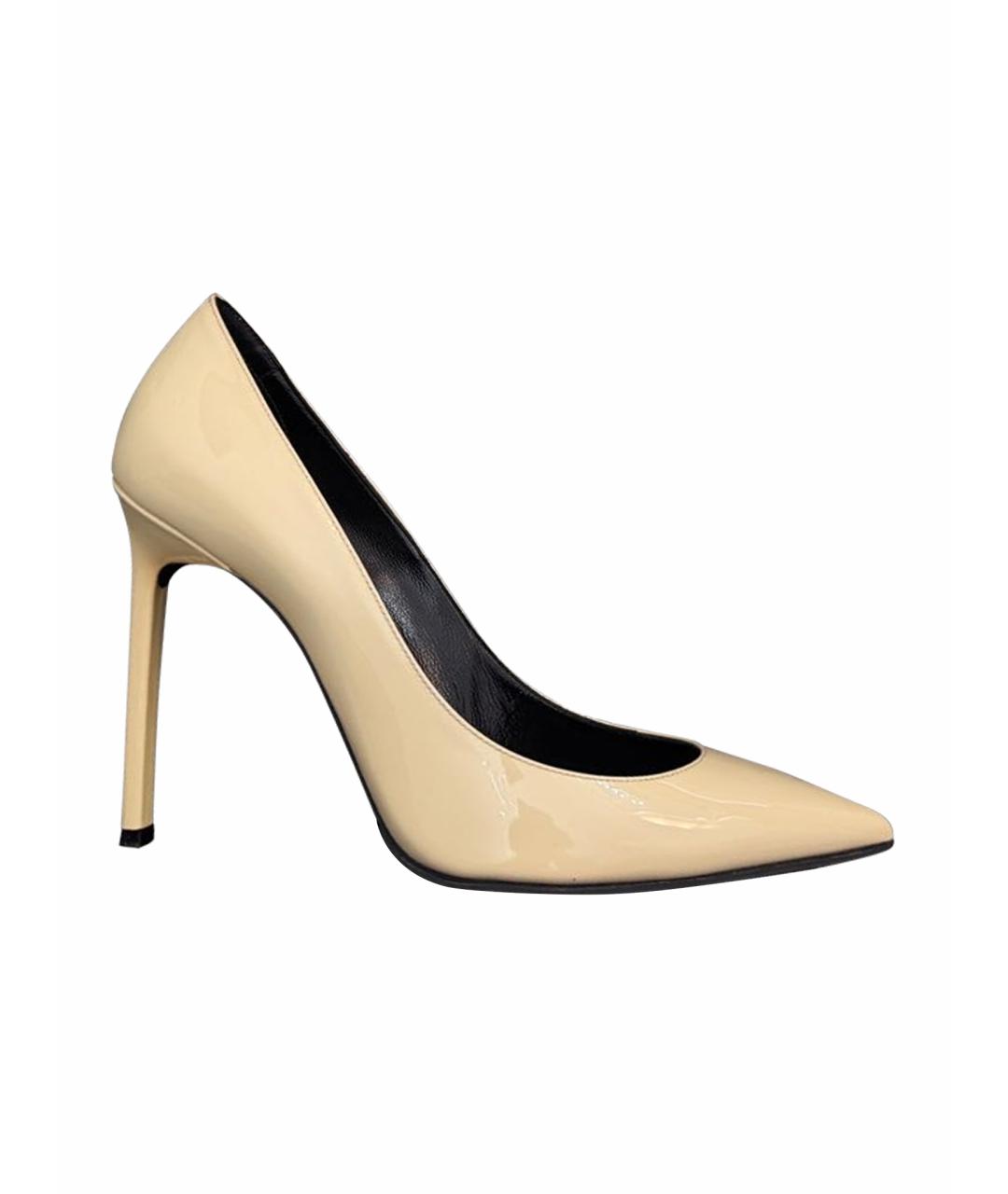 SAINT LAURENT Бежевые туфли из лакированной кожи, фото 1