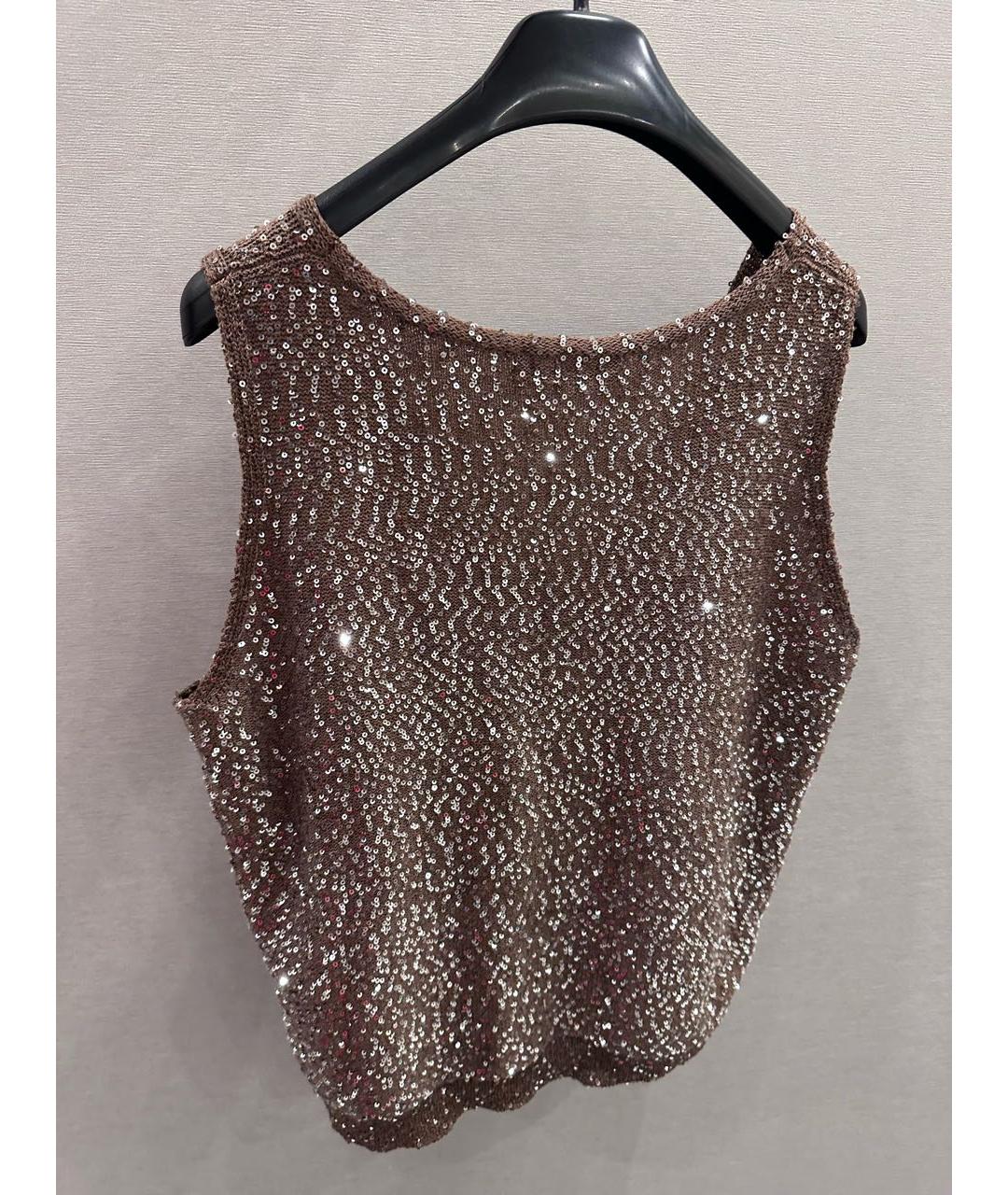 WEEKEND MAX MARA Коричневая полиэстеровая майка, фото 2