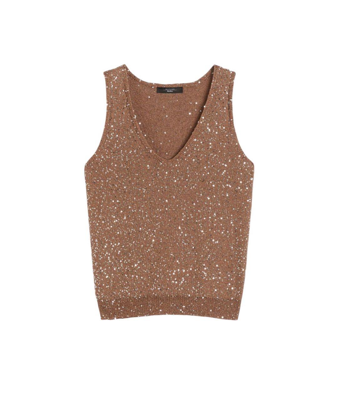 WEEKEND MAX MARA Коричневая полиэстеровая майка, фото 5