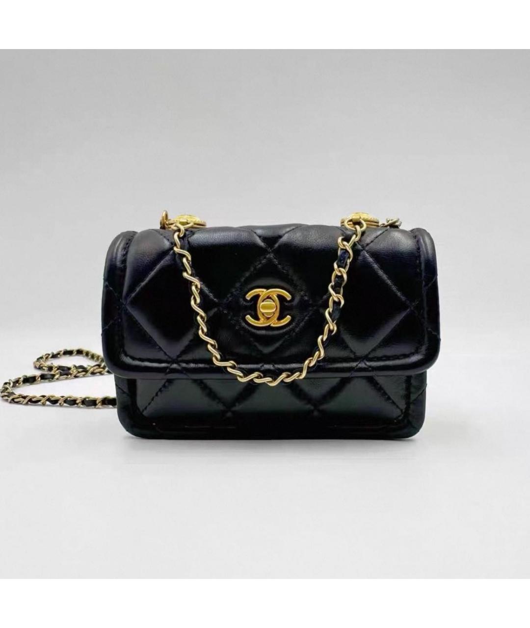 CHANEL Черная кожаная сумка через плечо, фото 5
