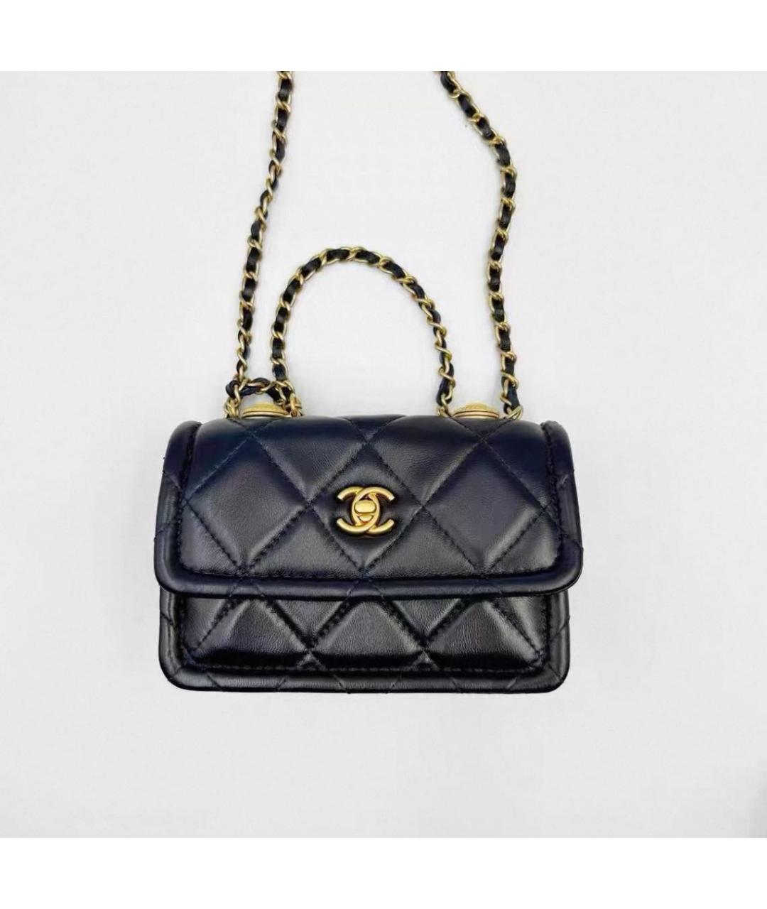 CHANEL Черная кожаная сумка через плечо, фото 6