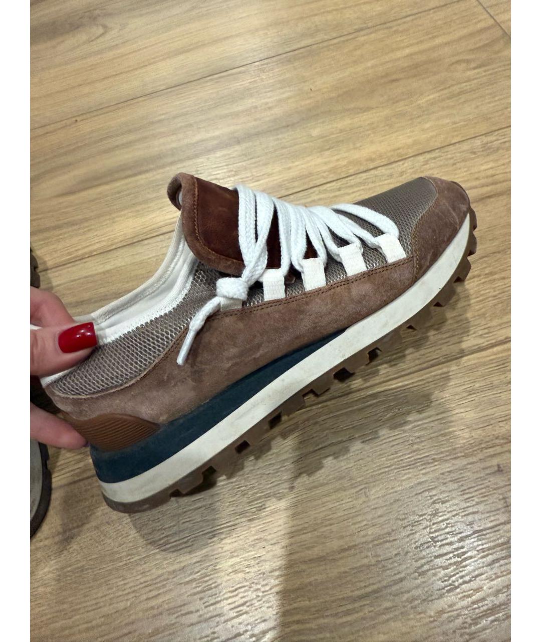 BRUNELLO CUCINELLI Коричневые замшевые кроссовки, фото 9