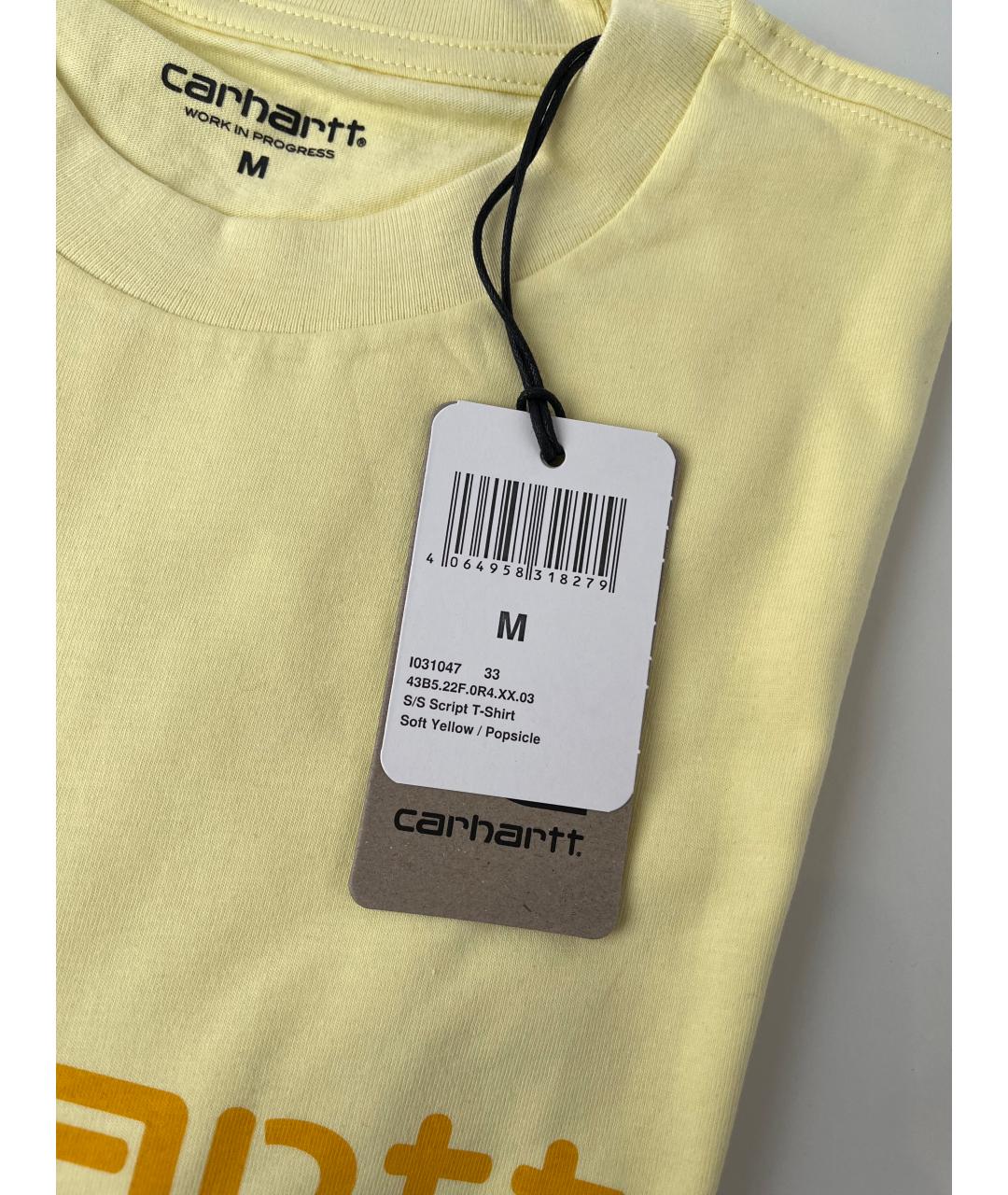 CARHARTT WIP Желтая хлопковая футболка, фото 3