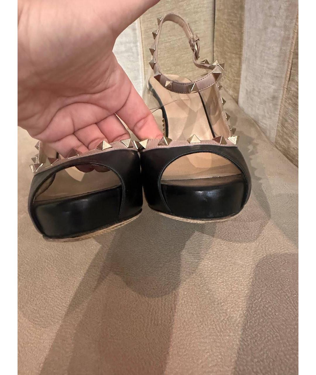 VALENTINO Черные кожаные босоножки, фото 2
