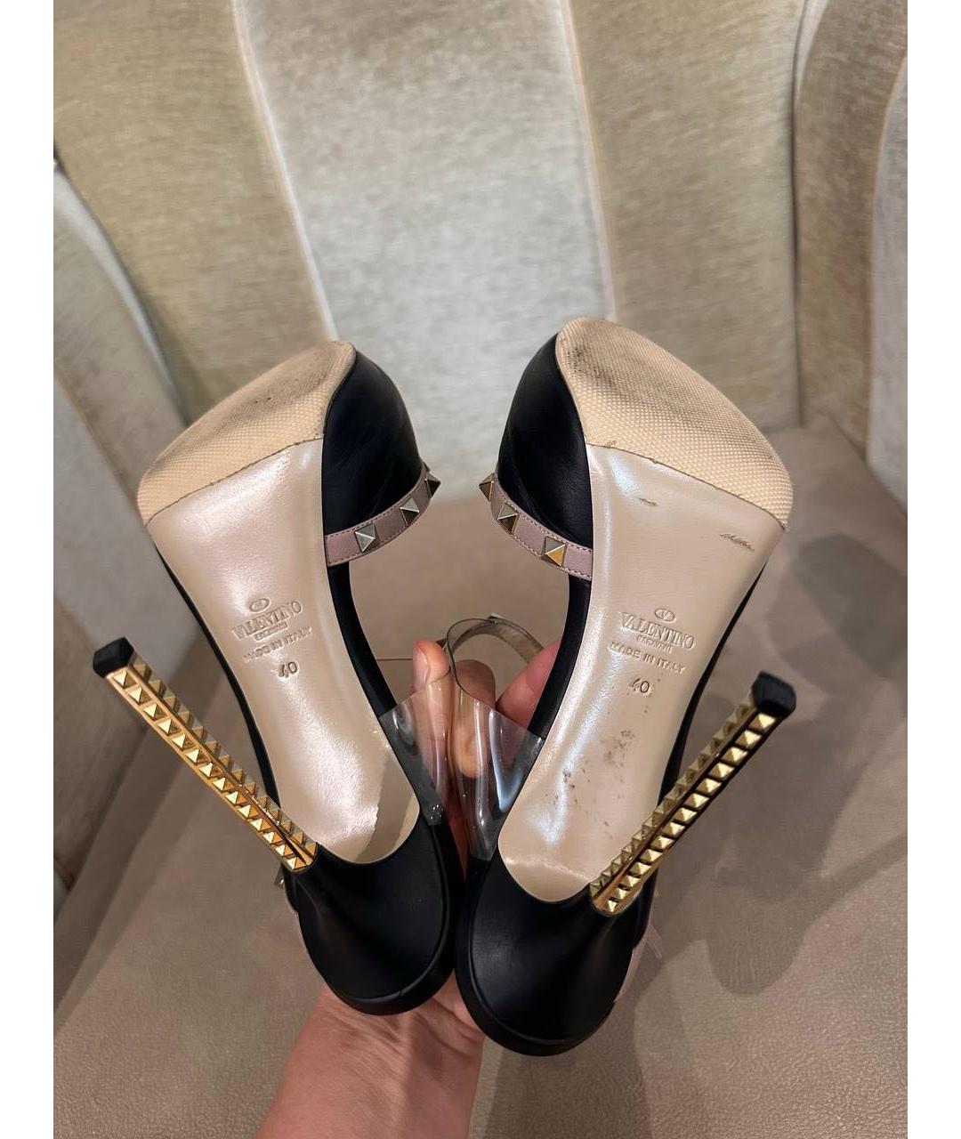 VALENTINO Черные кожаные босоножки, фото 6