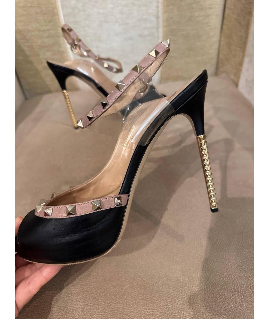 VALENTINO Черные кожаные босоножки, фото 4