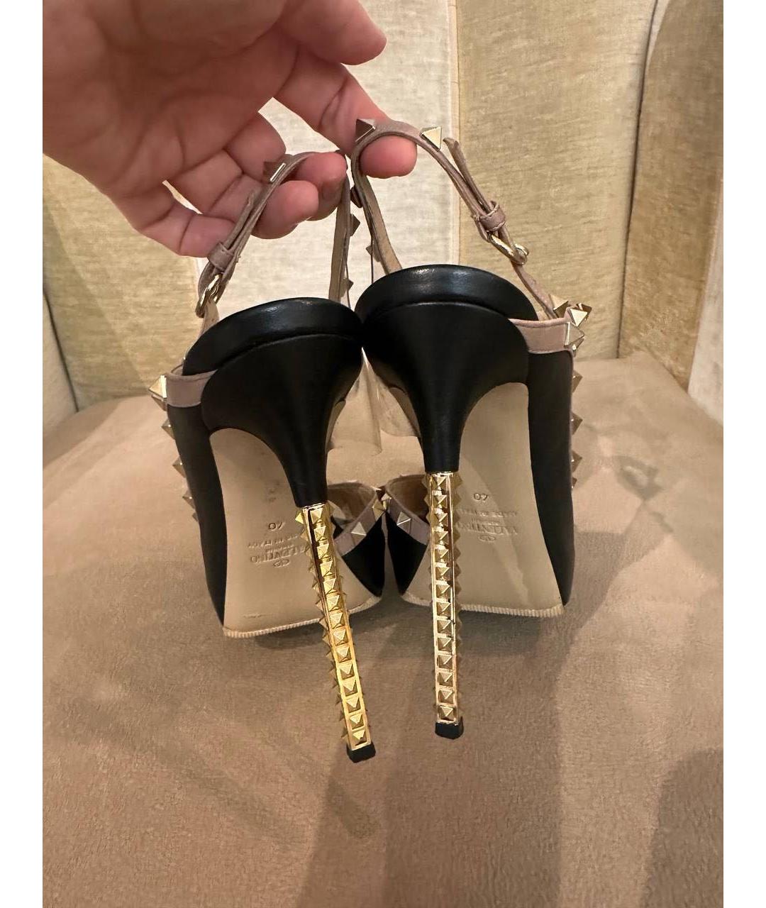 VALENTINO Черные кожаные босоножки, фото 3