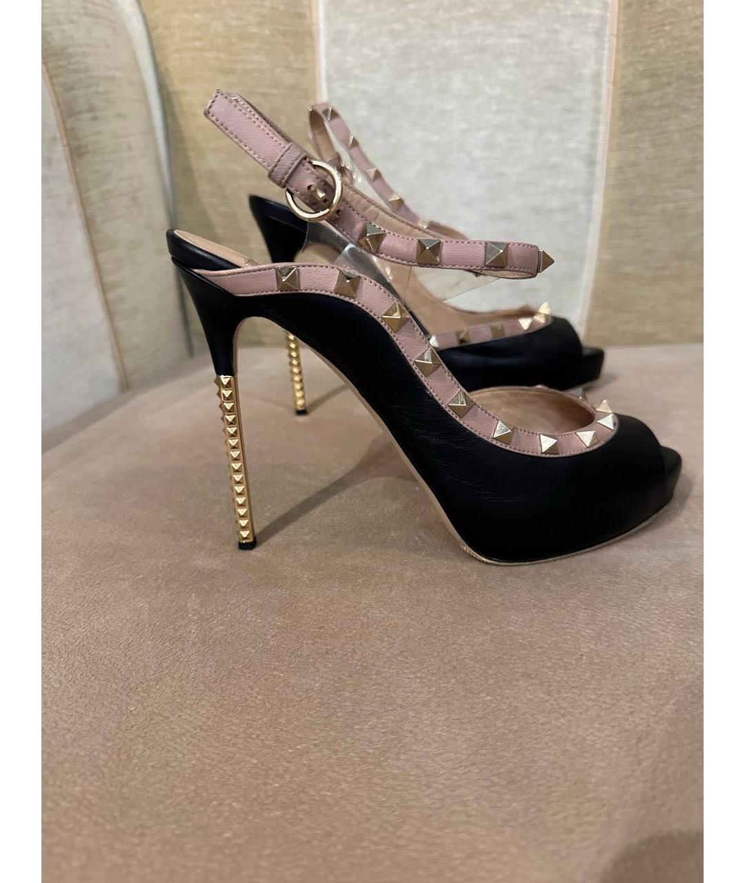 VALENTINO Черные кожаные босоножки, фото 5