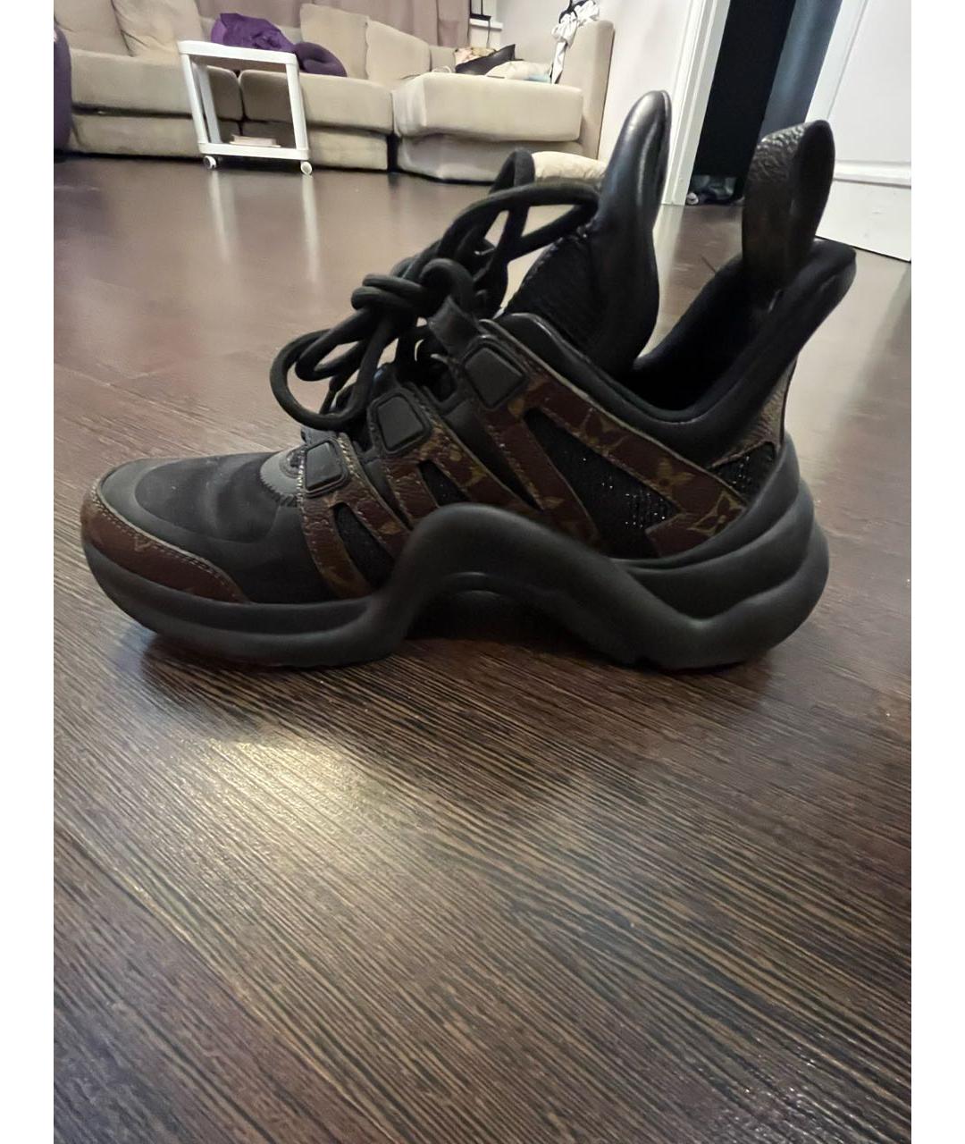 LOUIS VUITTON Коричневые кожаные кроссовки, фото 9