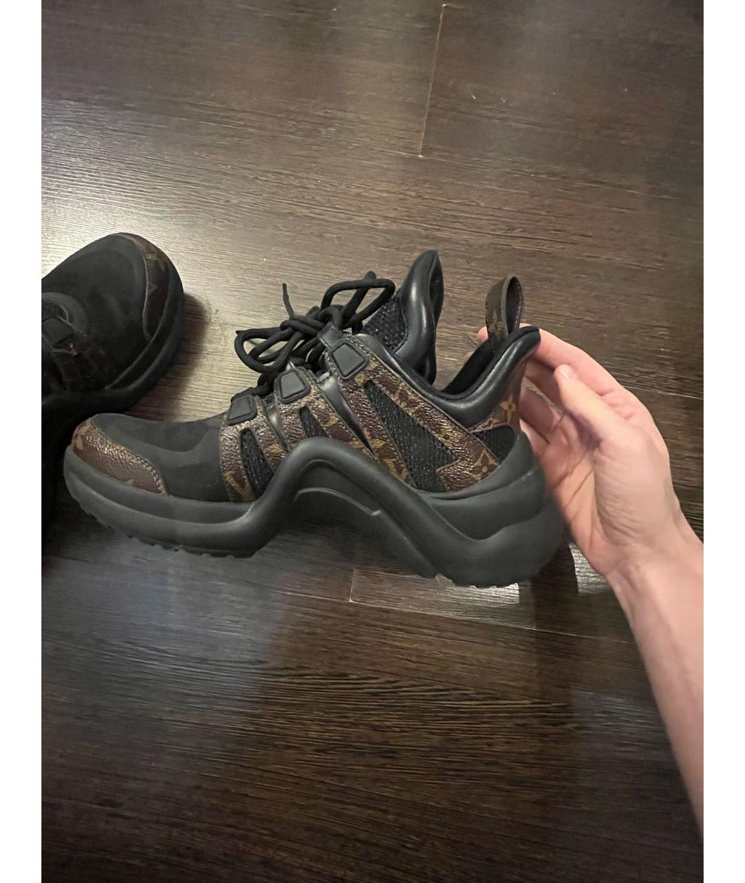 LOUIS VUITTON Коричневые кожаные кроссовки, фото 6