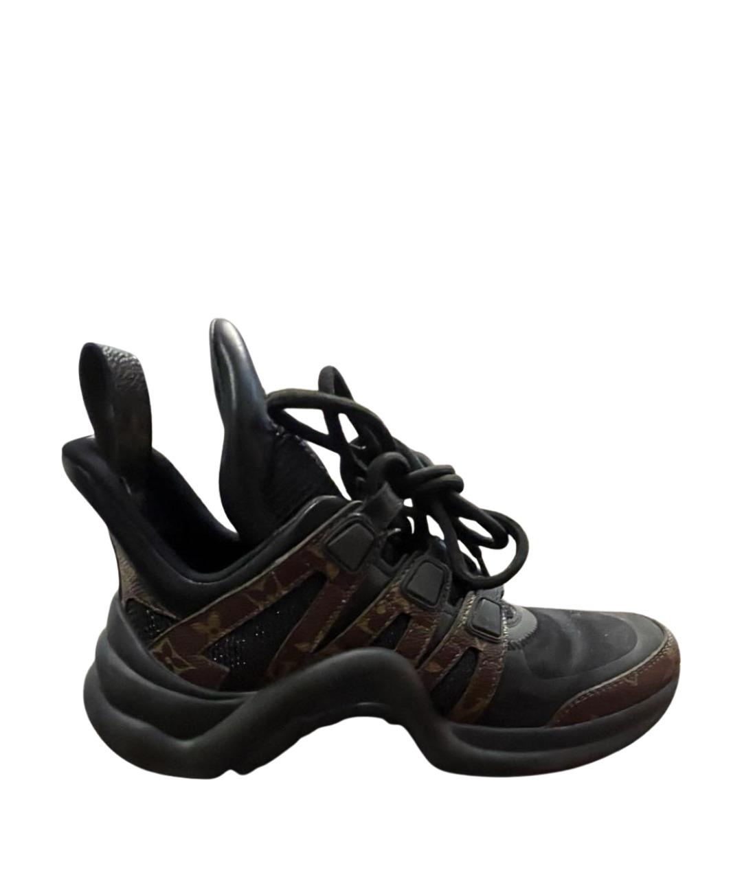 LOUIS VUITTON Коричневые кожаные кроссовки, фото 1