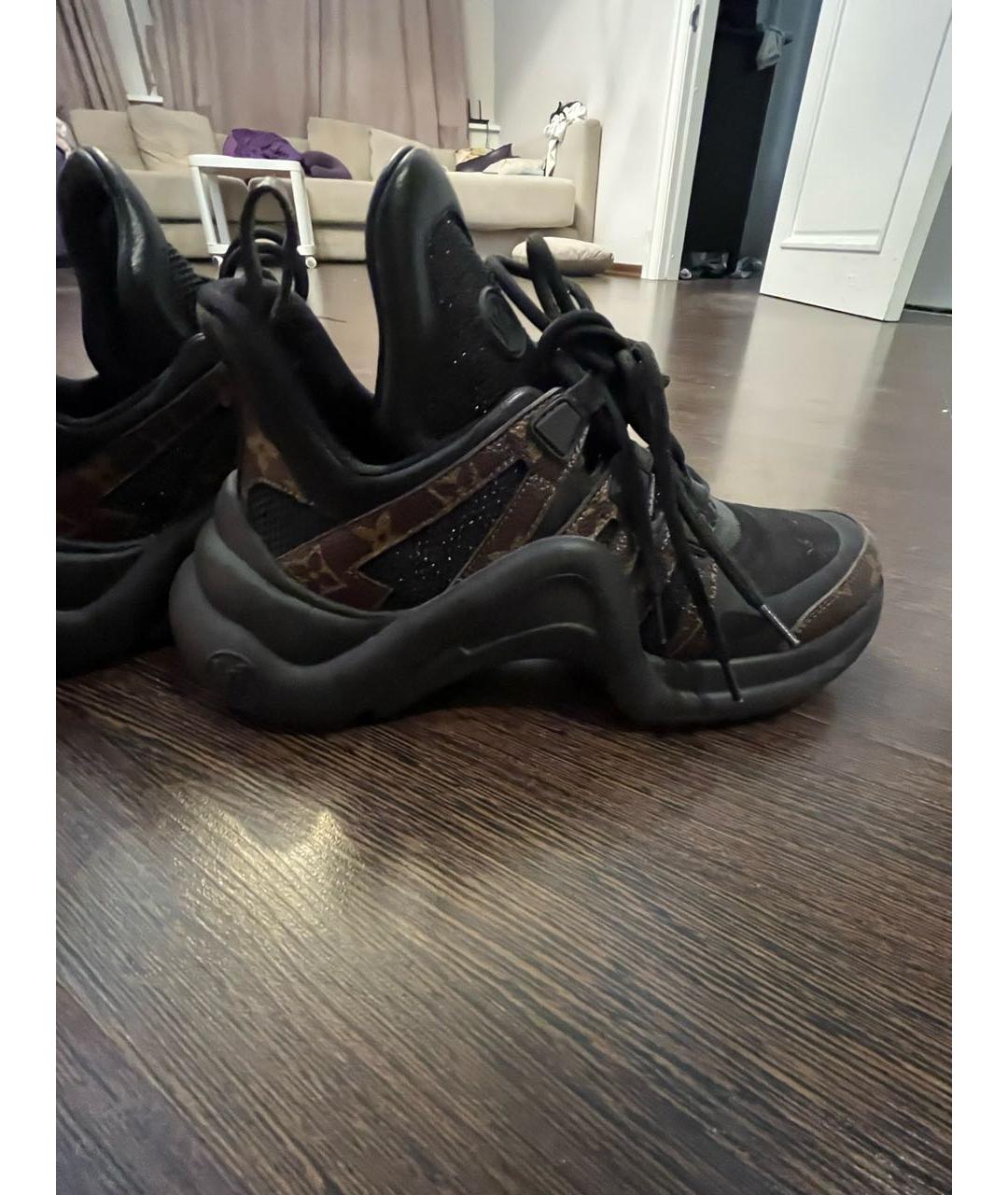 LOUIS VUITTON Коричневые кожаные кроссовки, фото 8