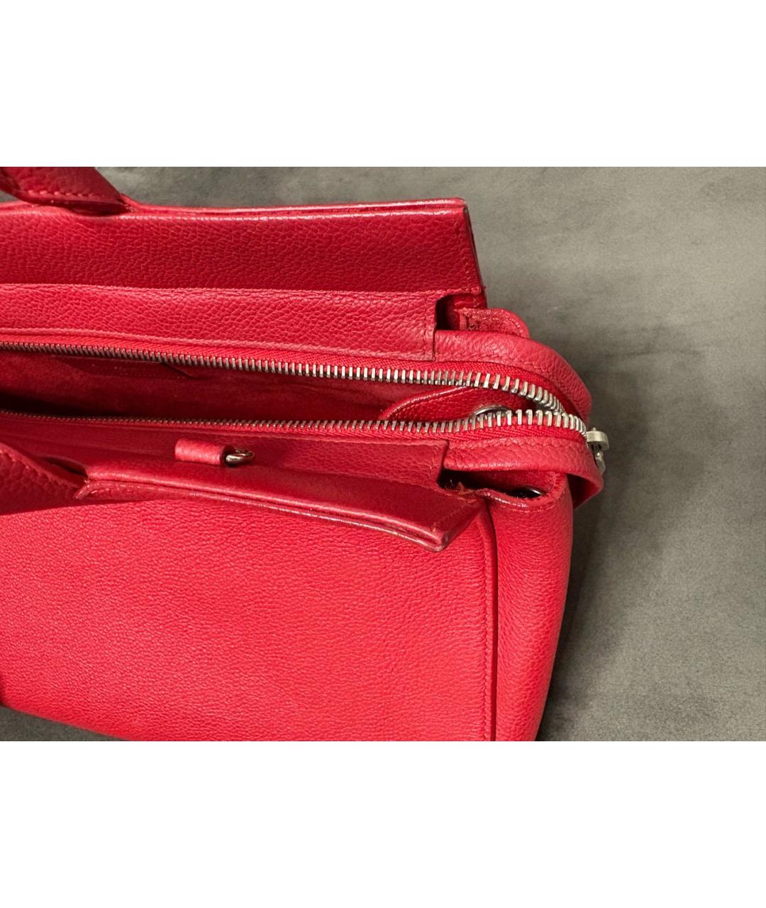 SAINT LAURENT Красная кожаная сумка с короткими ручками, фото 4