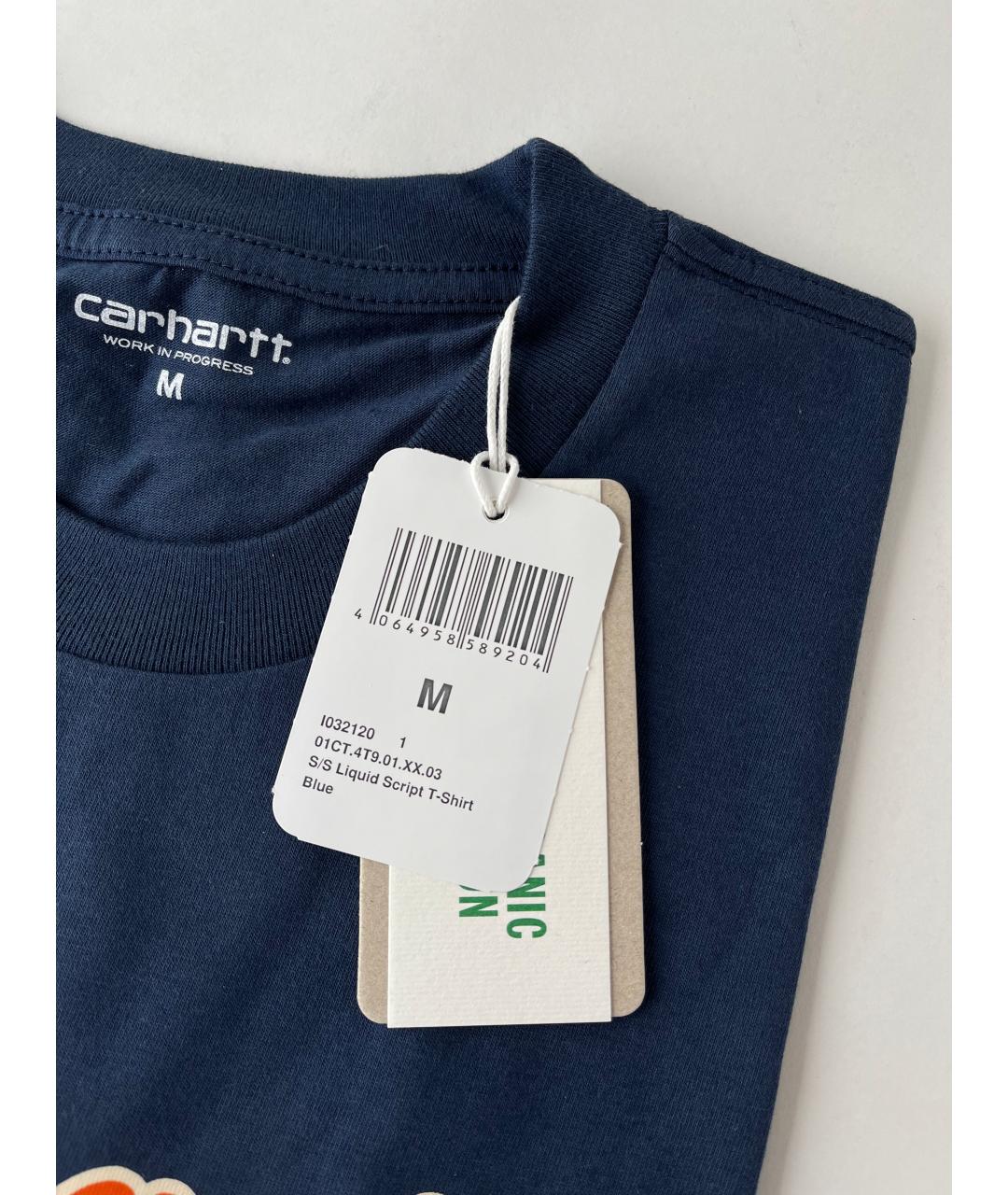 CARHARTT WIP Темно-синяя хлопковая футболка, фото 3