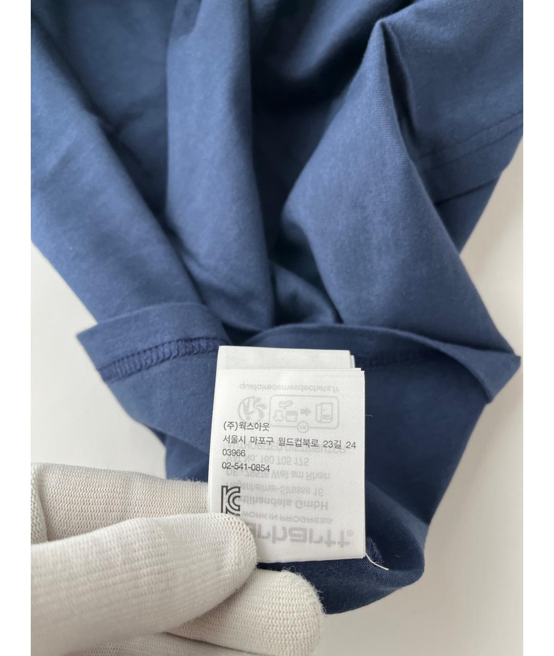 CARHARTT WIP Темно-синяя хлопковая футболка, фото 6