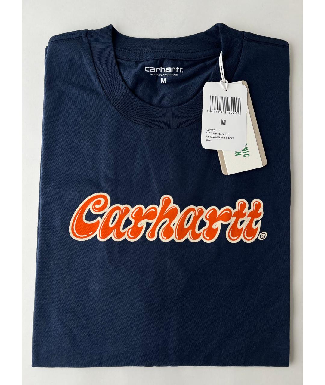 CARHARTT WIP Темно-синяя хлопковая футболка, фото 2