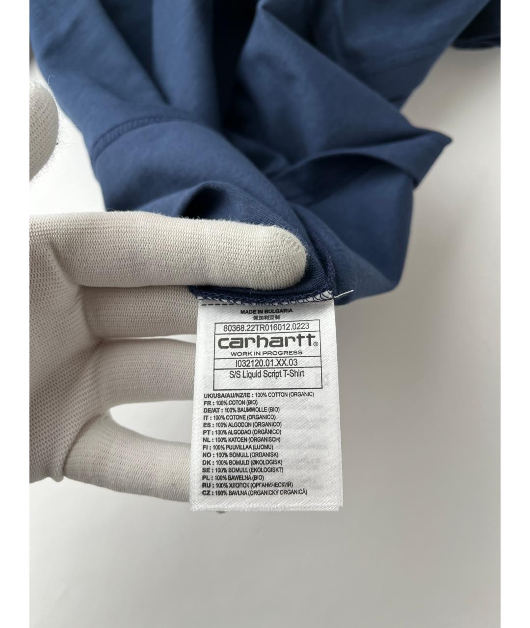 CARHARTT WIP Темно-синяя хлопковая футболка, фото 5