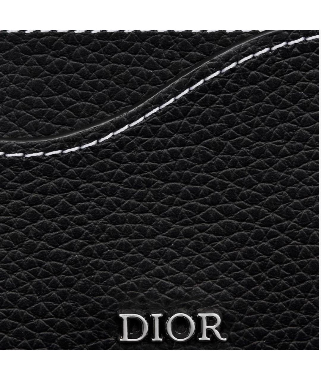 CHRISTIAN DIOR Черный кожаный кардхолдер, фото 3