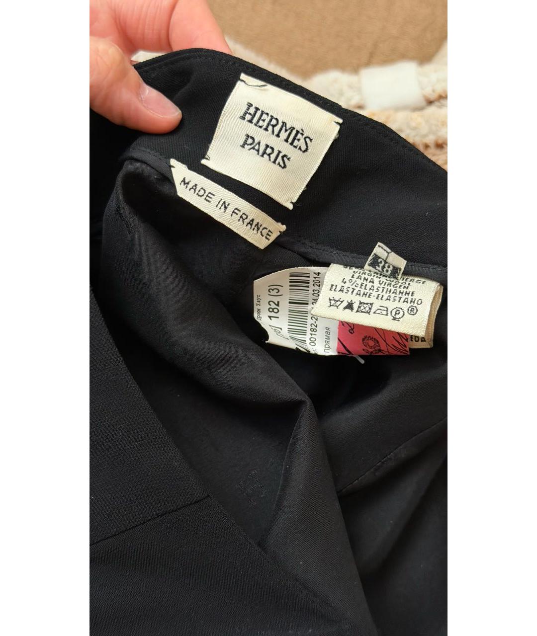 HERMES Черная хлопко-эластановая юбка миди, фото 2