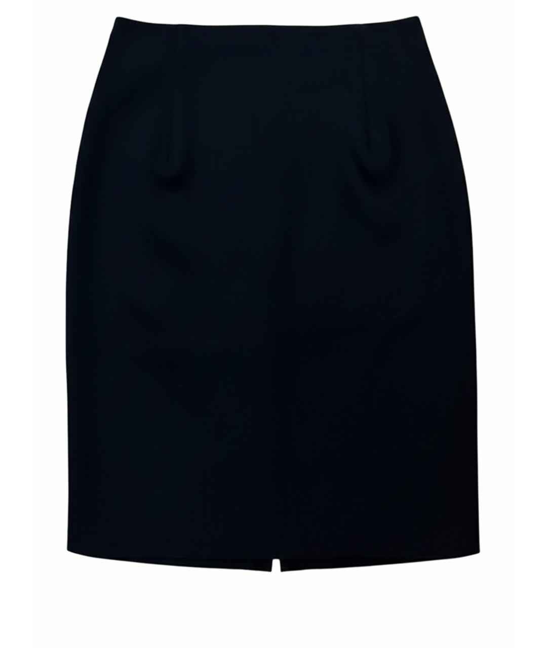 HERMES Черная хлопко-эластановая юбка миди, фото 1