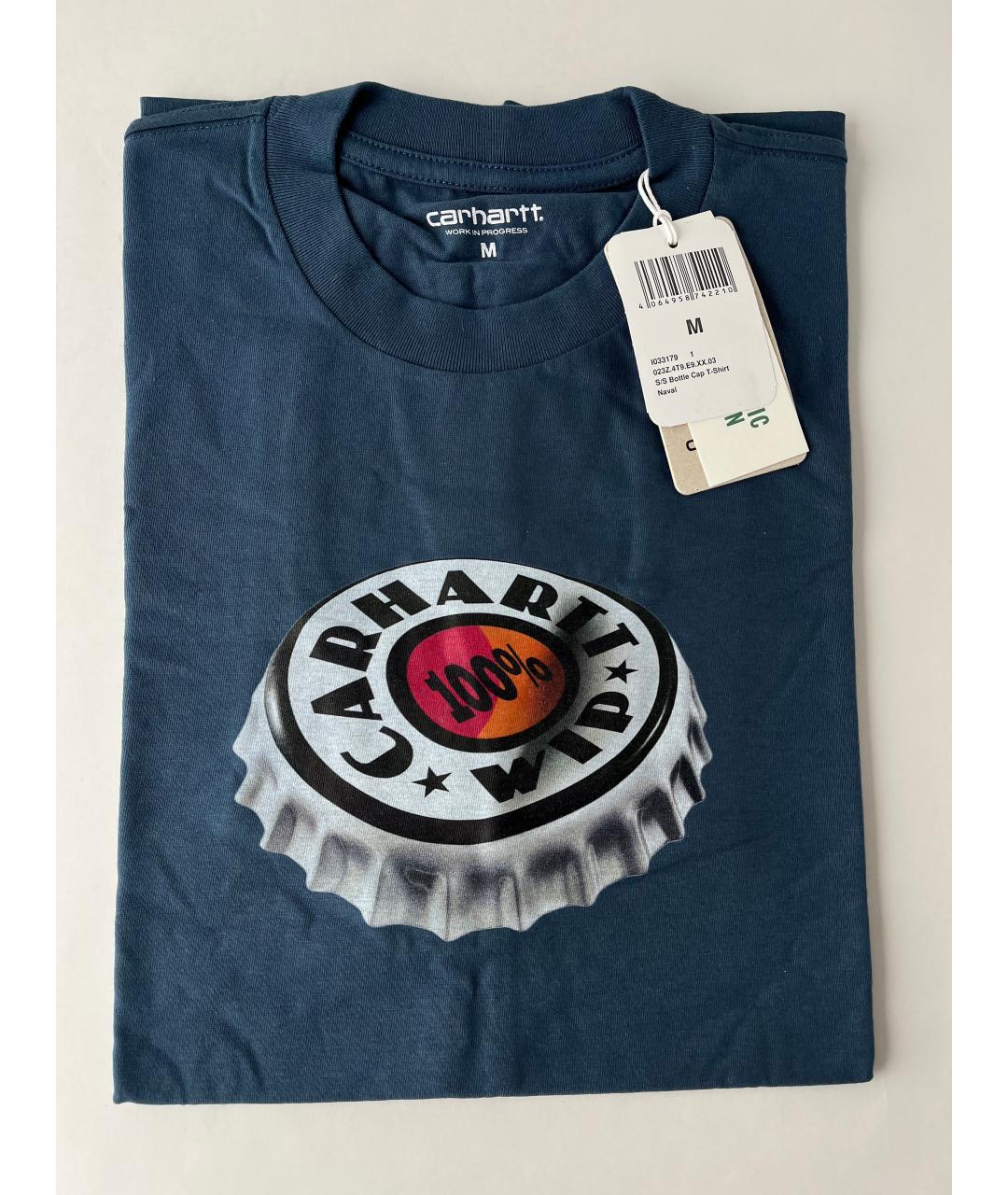 CARHARTT WIP Голубая хлопковая футболка, фото 2