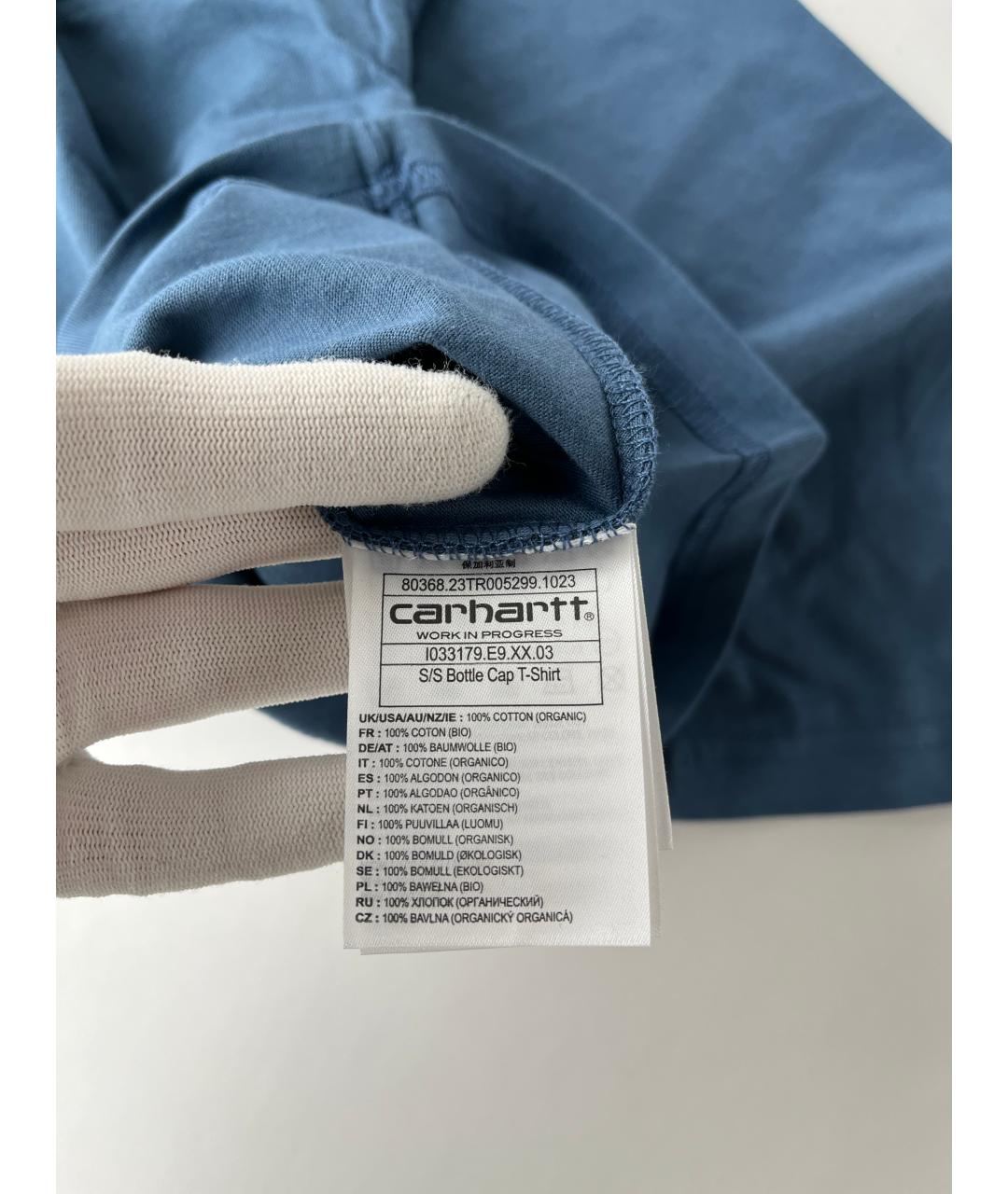 CARHARTT WIP Голубая хлопковая футболка, фото 5