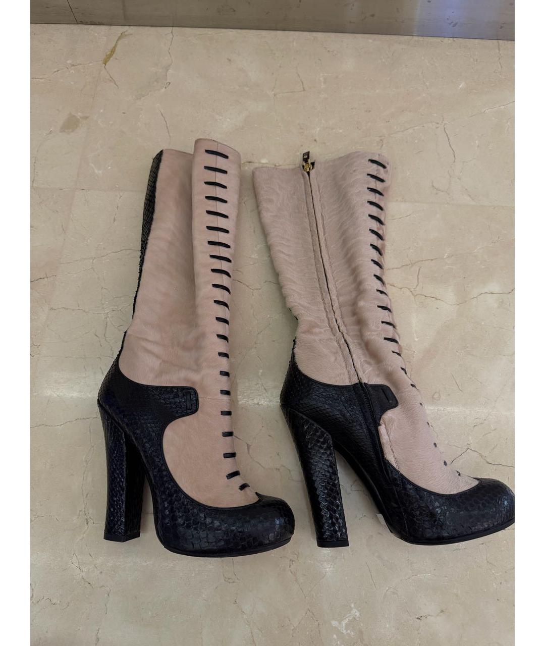 LOUIS VUITTON Бежевые кожаные сапоги, фото 5