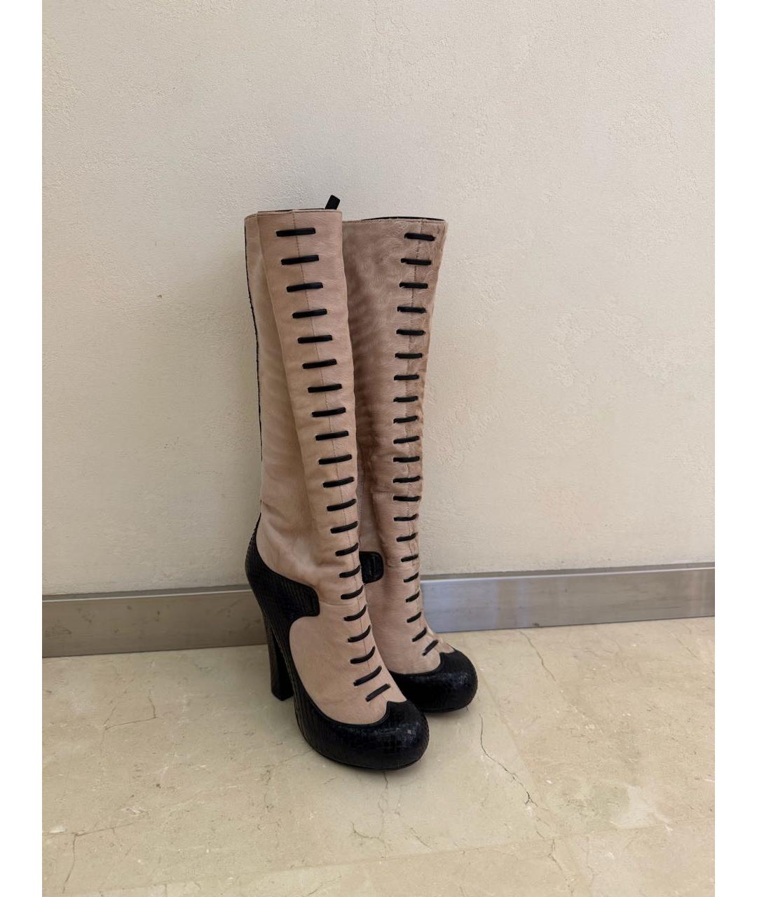 LOUIS VUITTON Бежевые кожаные сапоги, фото 2