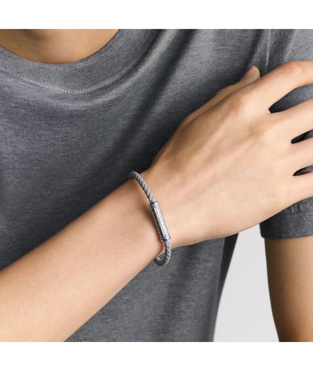 CHRISTIAN DIOR Серый кожаный браслет, фото 2