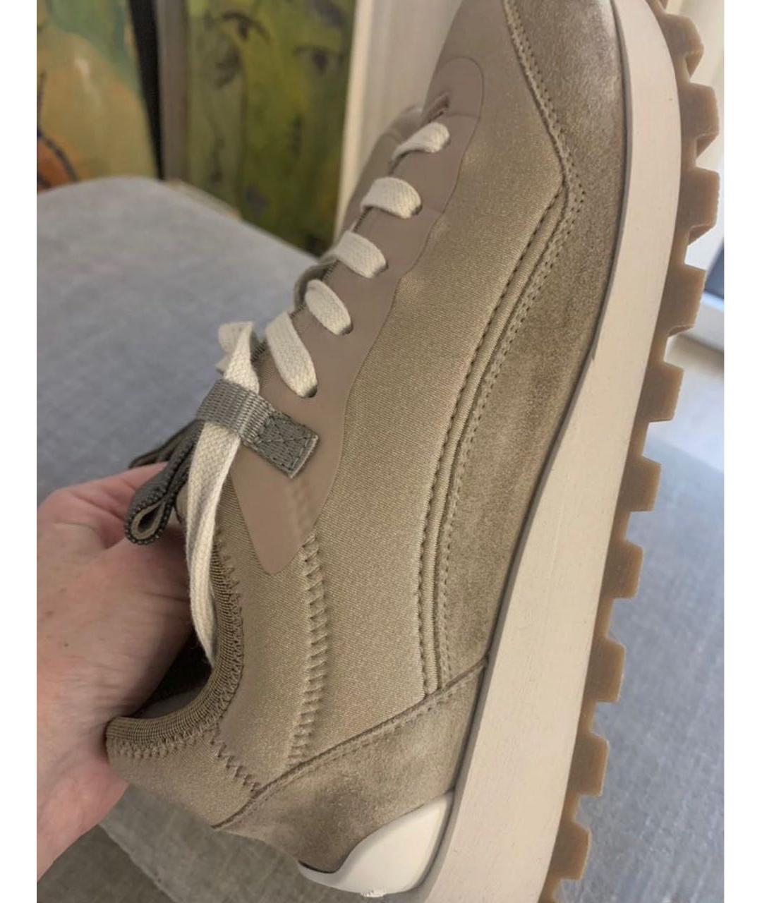 BRUNELLO CUCINELLI Бежевые замшевые кроссовки, фото 4