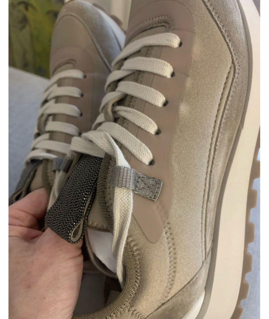 BRUNELLO CUCINELLI Бежевые замшевые кроссовки, фото 2